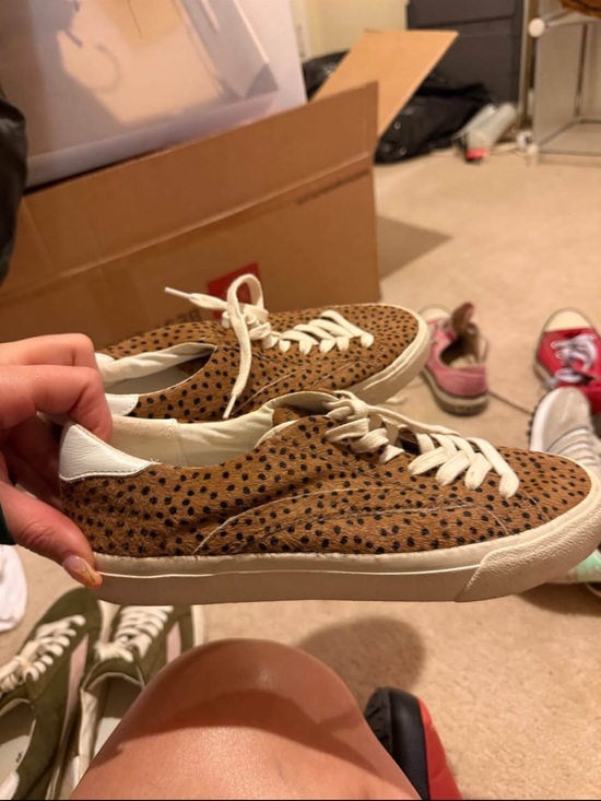 Madewell Shoes - Madewell Leopard-Print Lace-Up Sneakers with White Trim